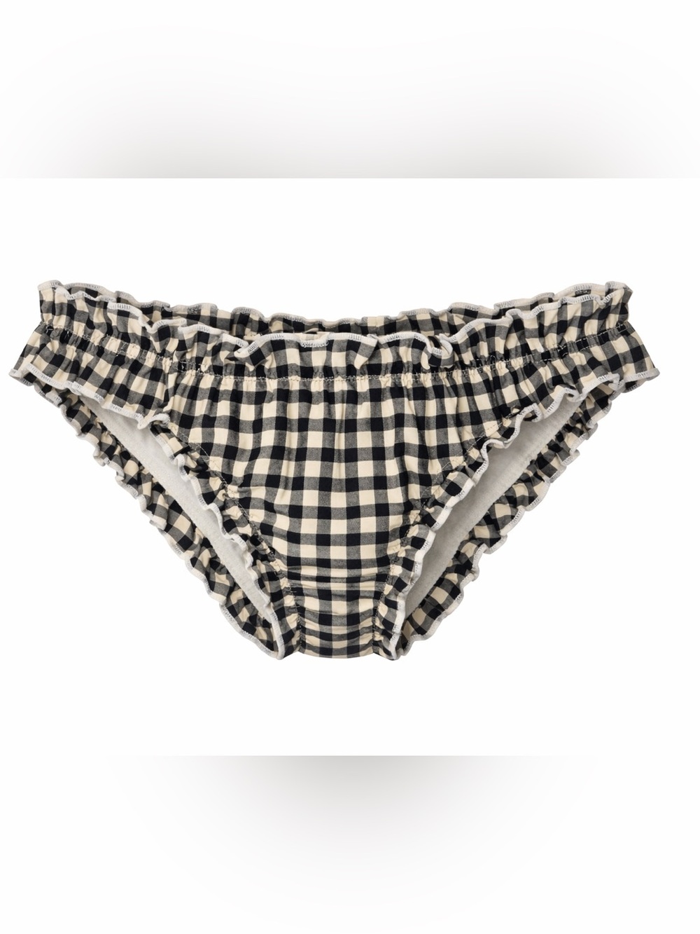 Juillet Chloe Bikini Bottom Ivory Black Picnic Plaid Vintage Ruffle Style Size M